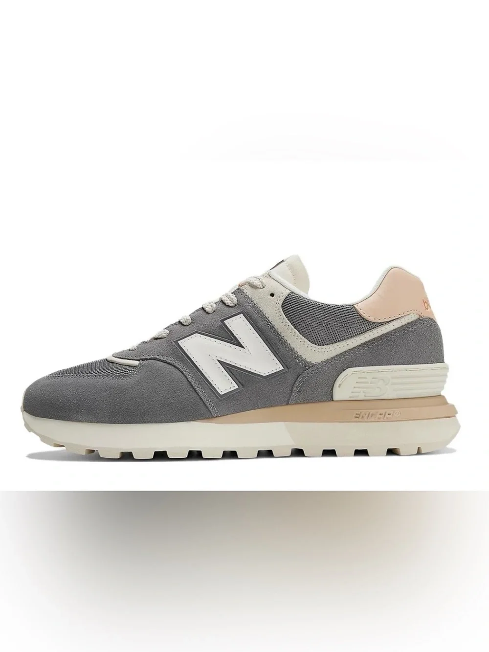 New Balance unisex Gray Suede & Mesh Sneaker with Cream Accents